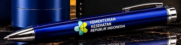 Pulpen biru dengan custom logo, isi Paket Standar